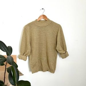 Vintage Gold Mock neck Sweater (w/ metallic thread)